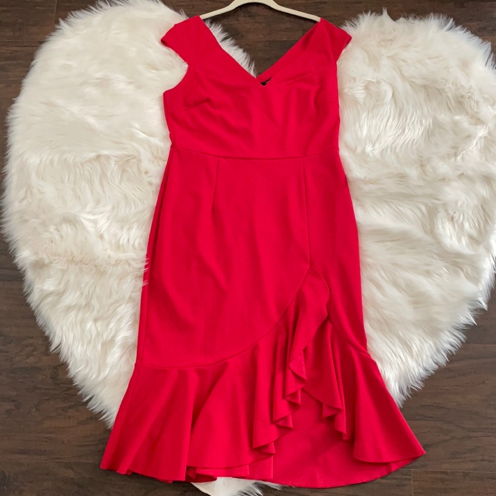 Red off the shoulder dress